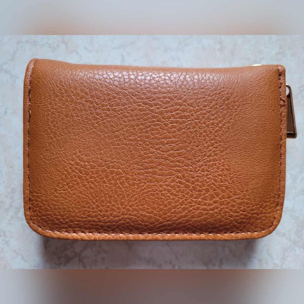 Tan Faux Leather multipocket Wallet. New